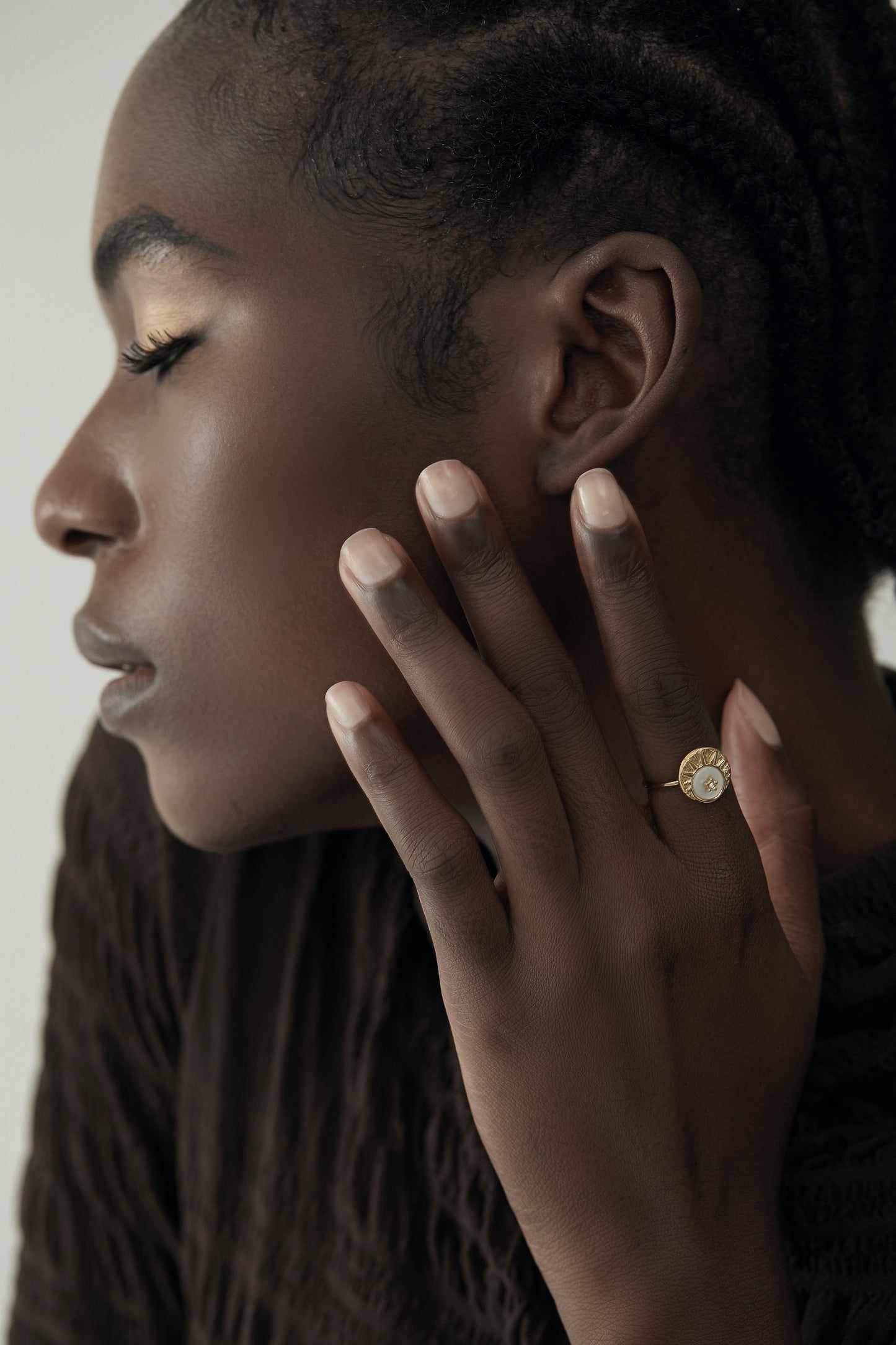 Vintage Gold Sunburst Star Crystal Adjustable Ring