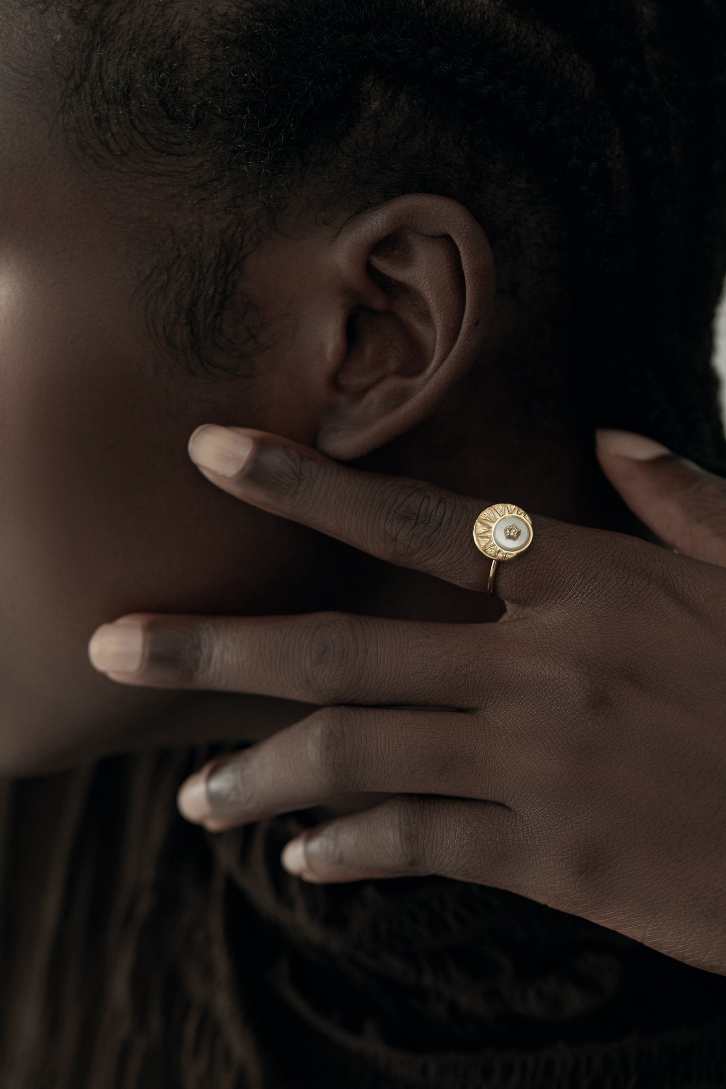 Vintage Gold Sunburst Star Crystal Adjustable Ring