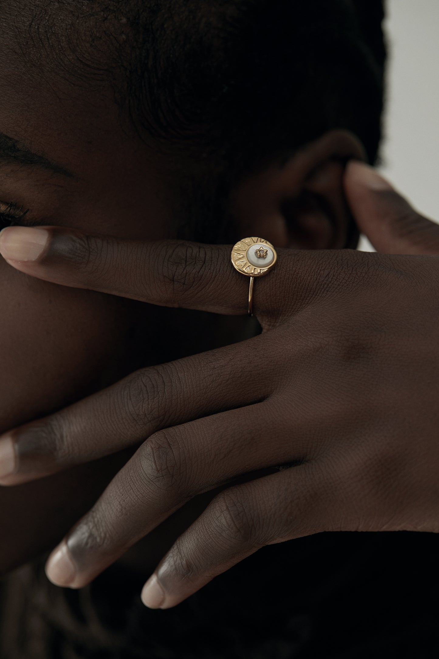 Vintage Gold Sunburst Star Crystal Adjustable Ring