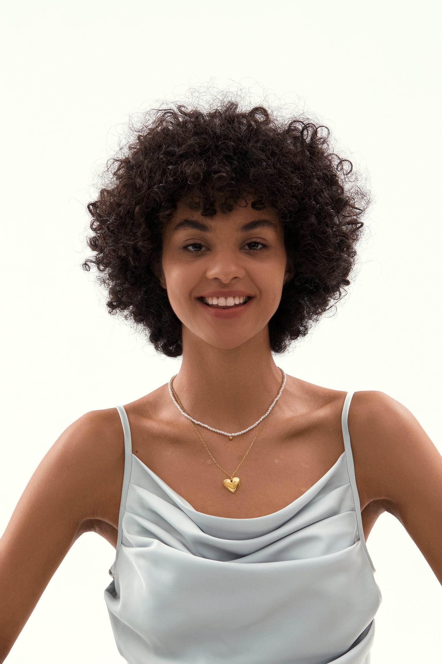 Layered Pearl Heart Pendant Necklaces