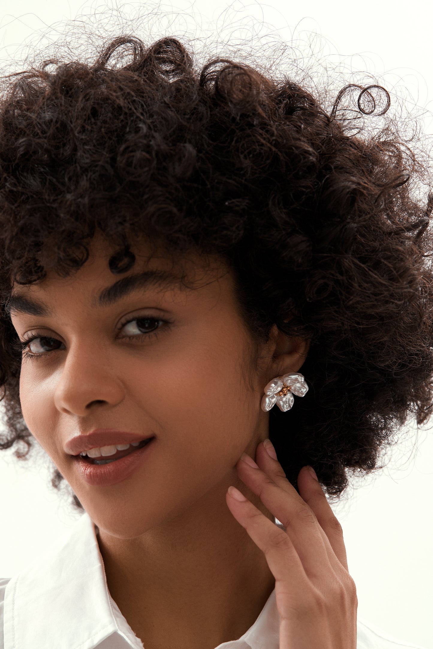 Baroque Pearl Flower Stud Earrings
