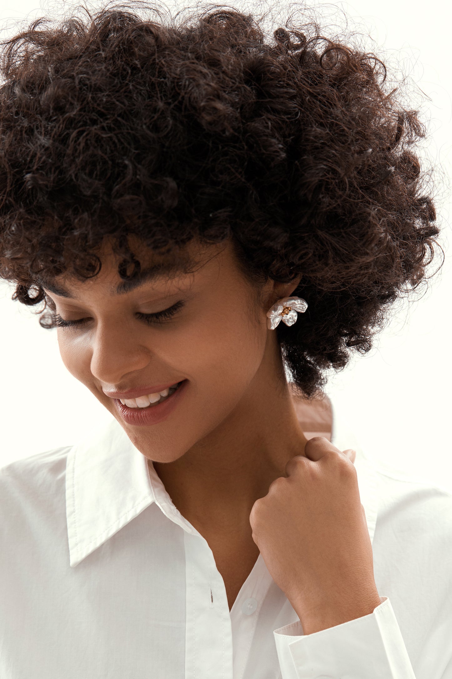 Baroque Pearl Flower Stud Earrings