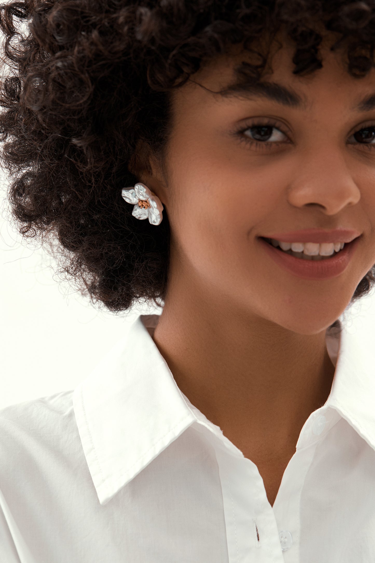 Baroque Pearl Flower Stud Earrings