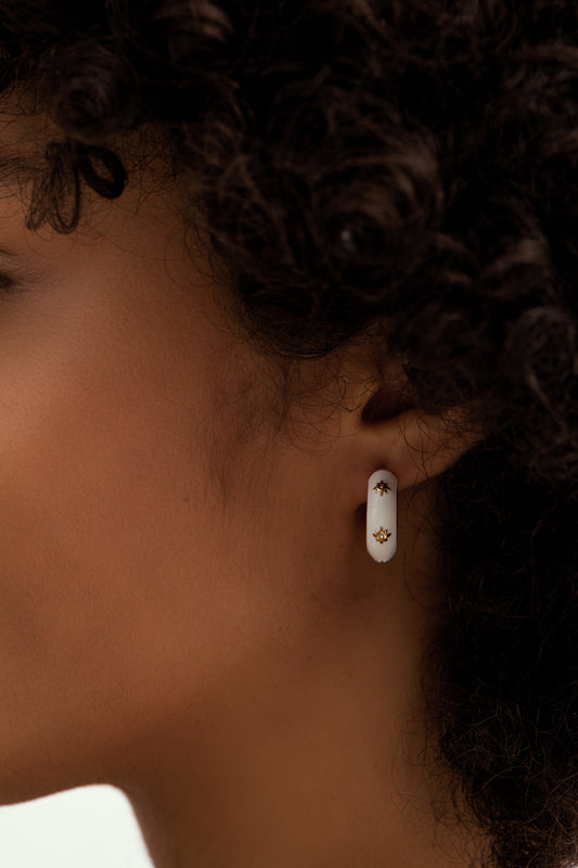 Chunky Hoop Earrings with CZ