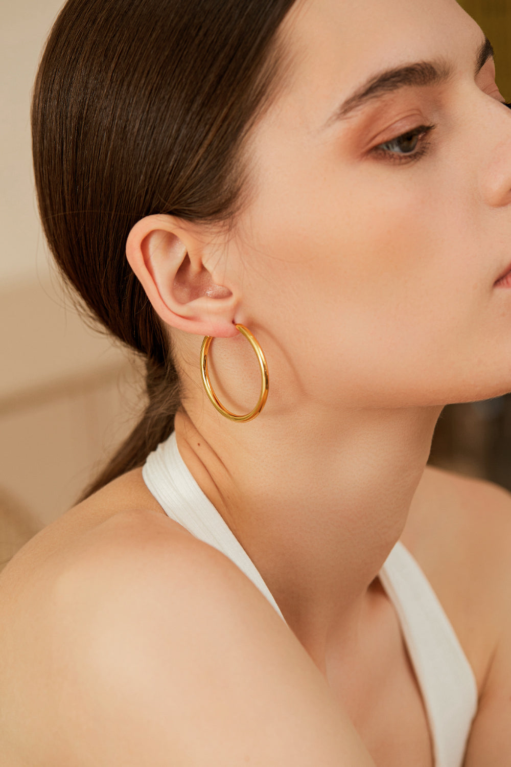 Slim Chunky Hoop Earrings