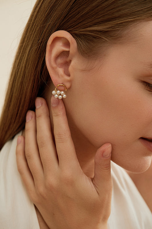 Gold Pearl Dangle Drop Earring For Women