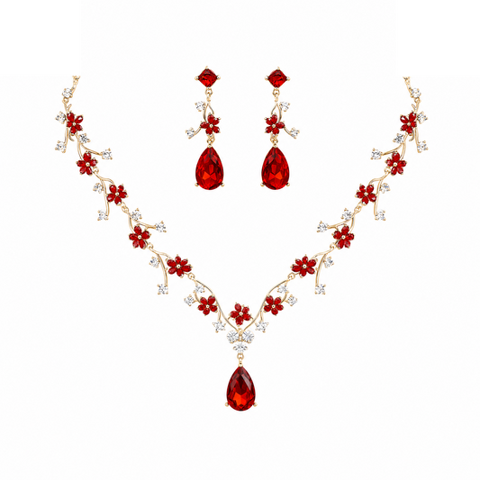 Multicolor Crystal Floral Vine Teardrop Jewelry Set