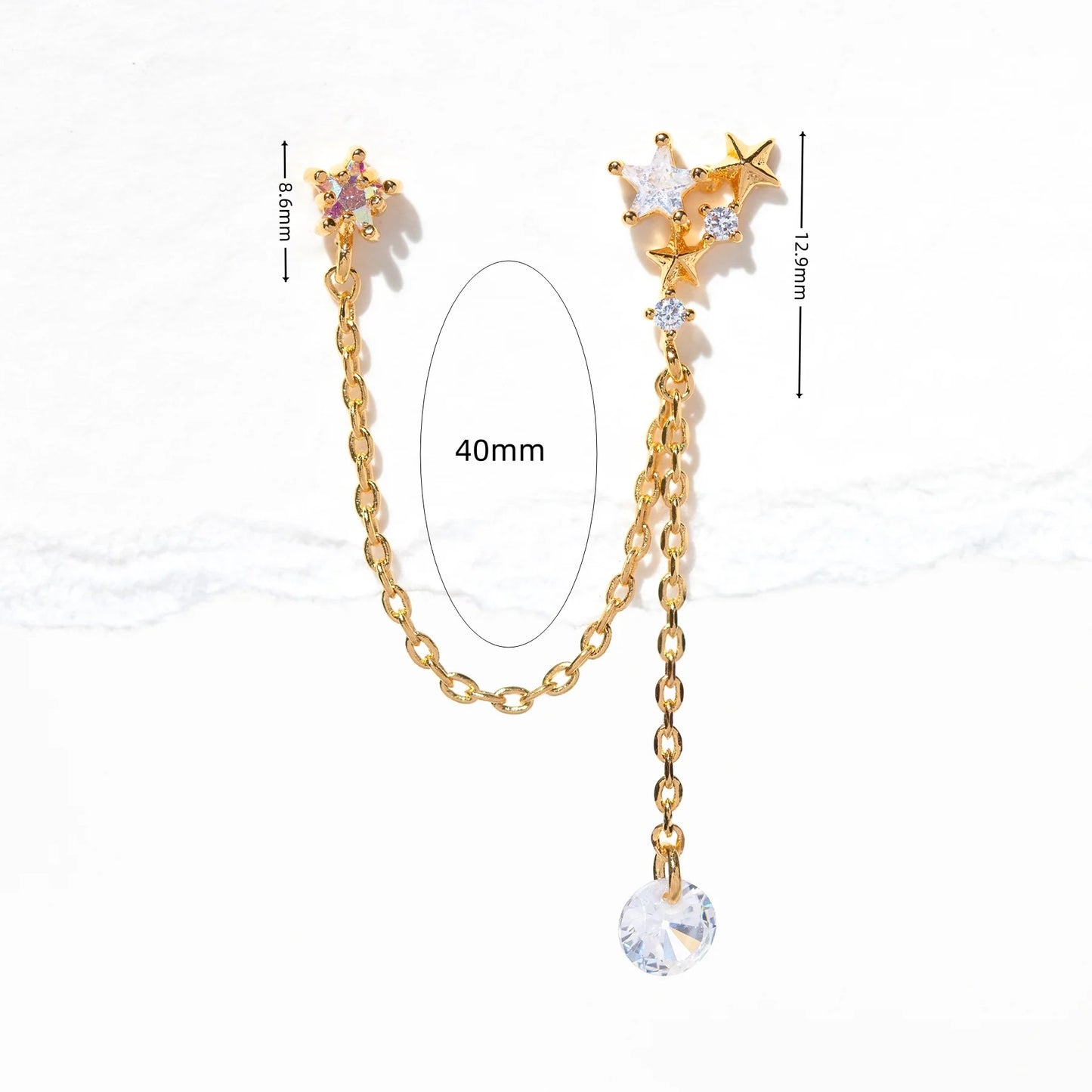 Cubic Zirconia Celestial Chain Earrings