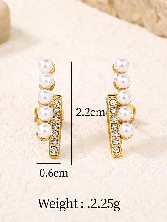 Small Cubic Zirconia Pearl Stud Earrings