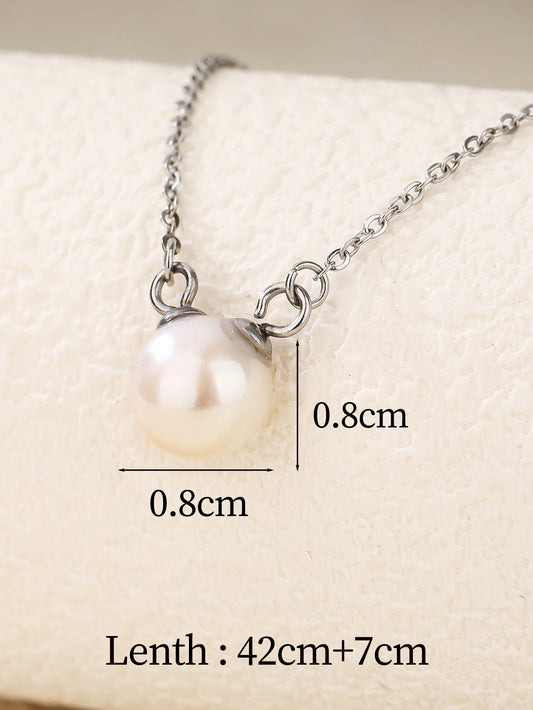 Single 8mm Pearl Chain Necklace