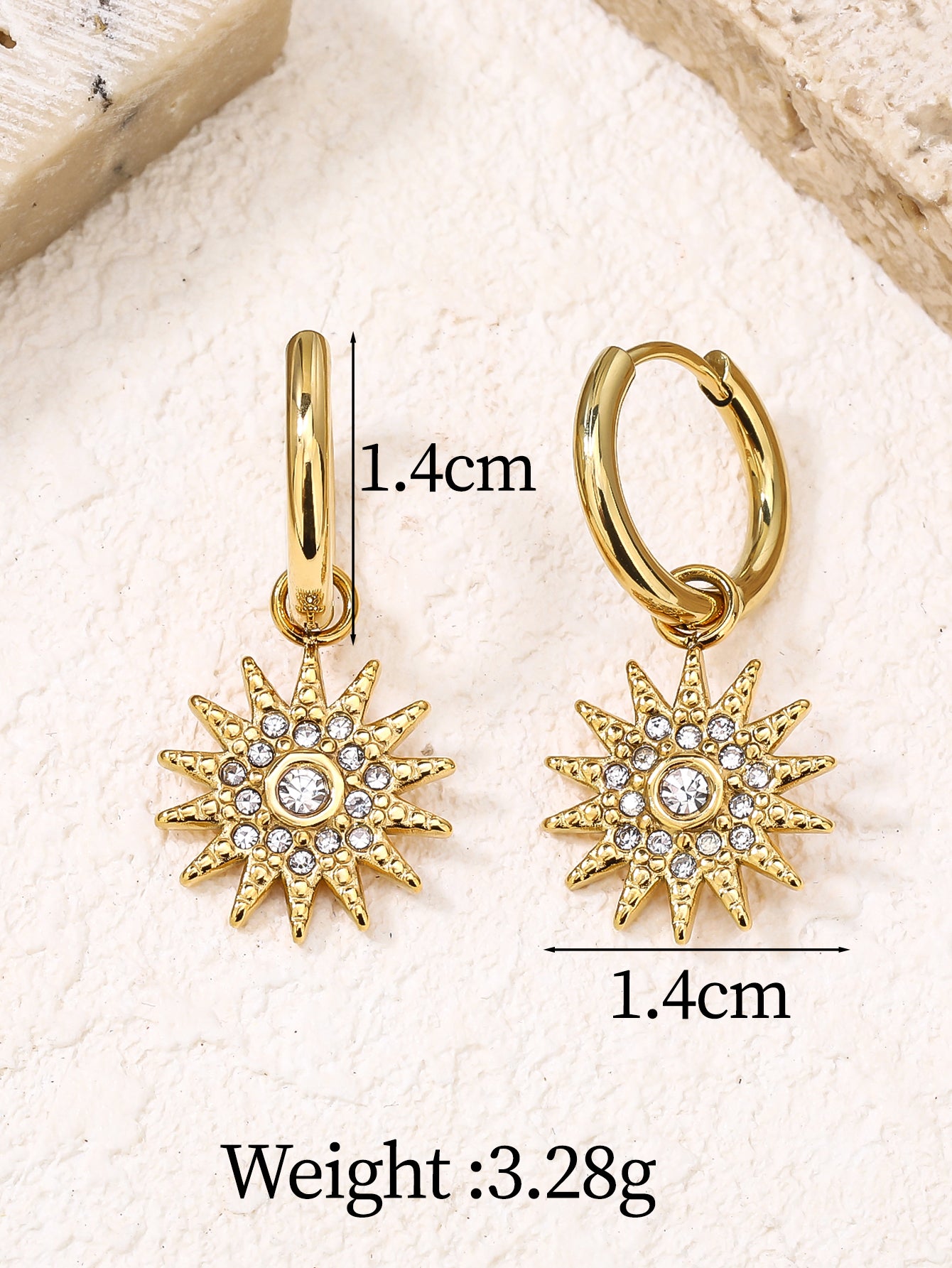 Sun Dangle Drop Earrings with CZ