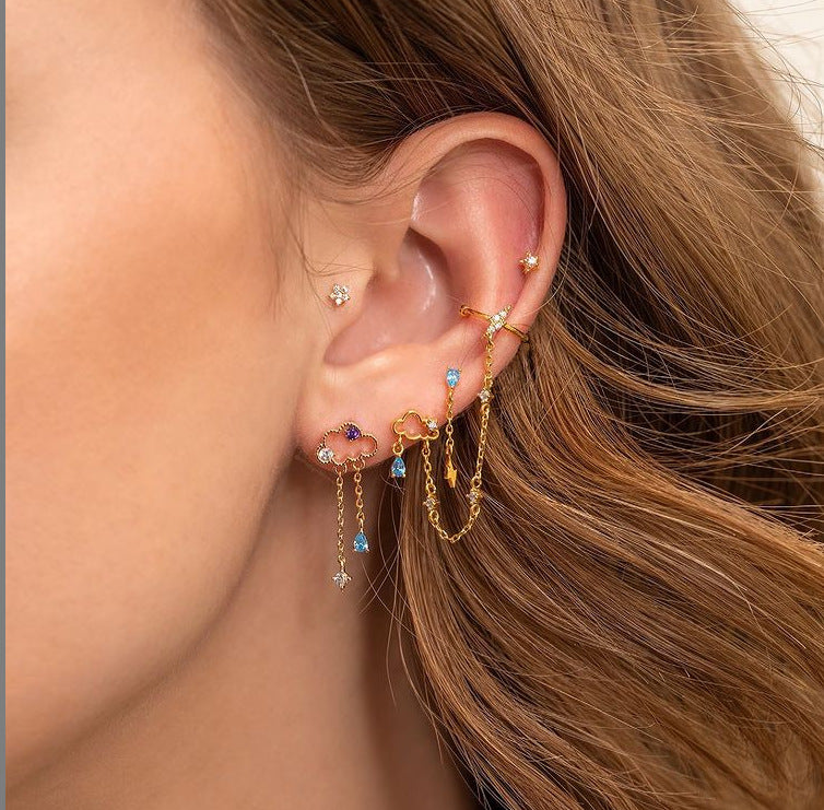 Cubic Zirconia Cloud Chain Drop Earrings