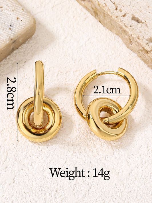 Pendant Drop Hoop Huggie Earrings