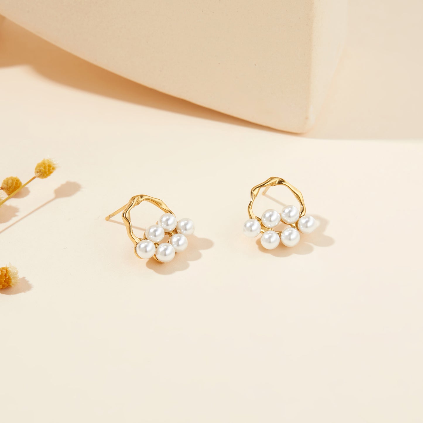 Gold Pearl Dangle Drop Earring For Women