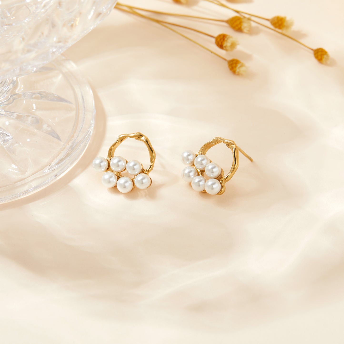 Gold Pearl Dangle Drop Earring For Women