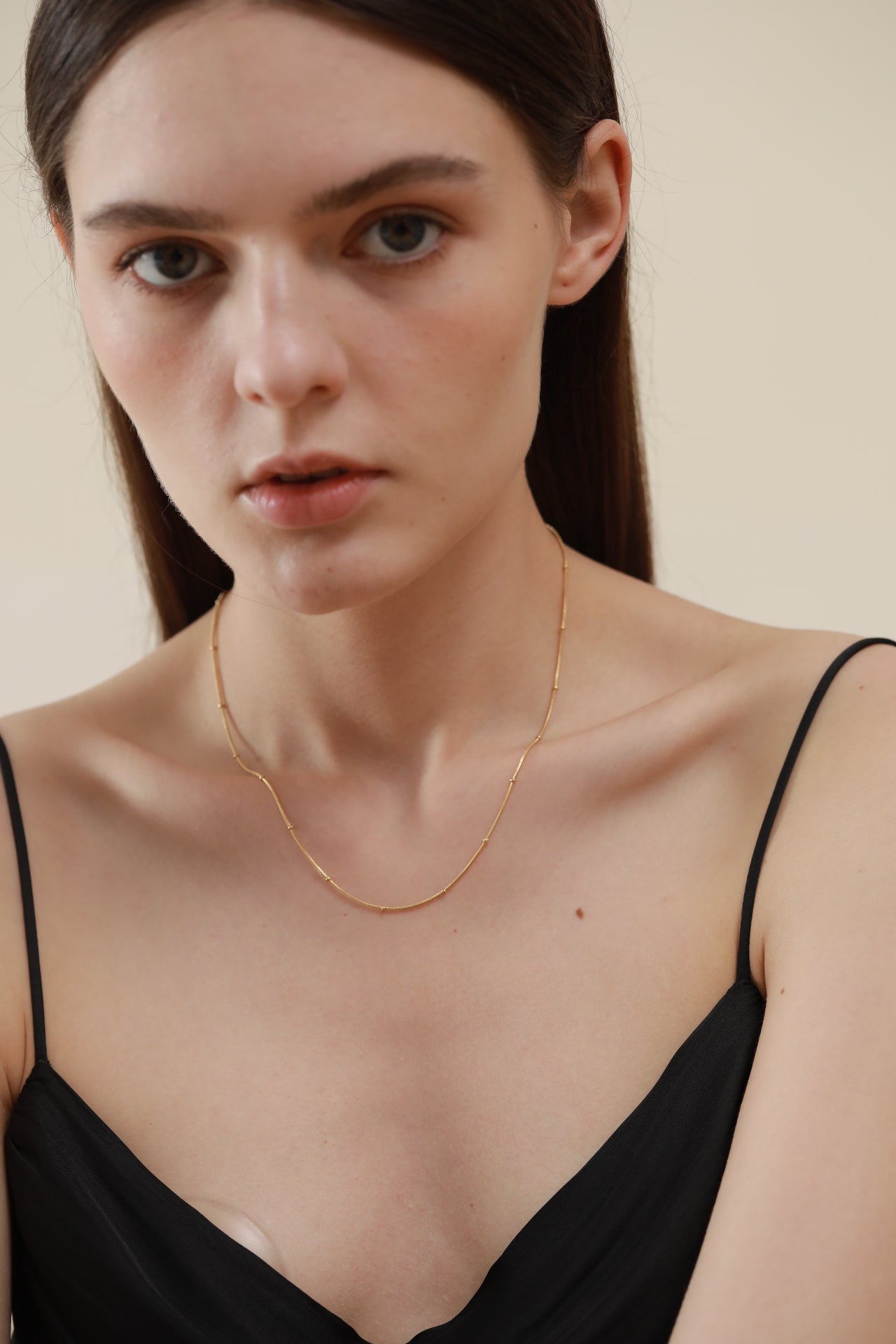 14K Gold Beaded Satellite Chain Layering Necklace