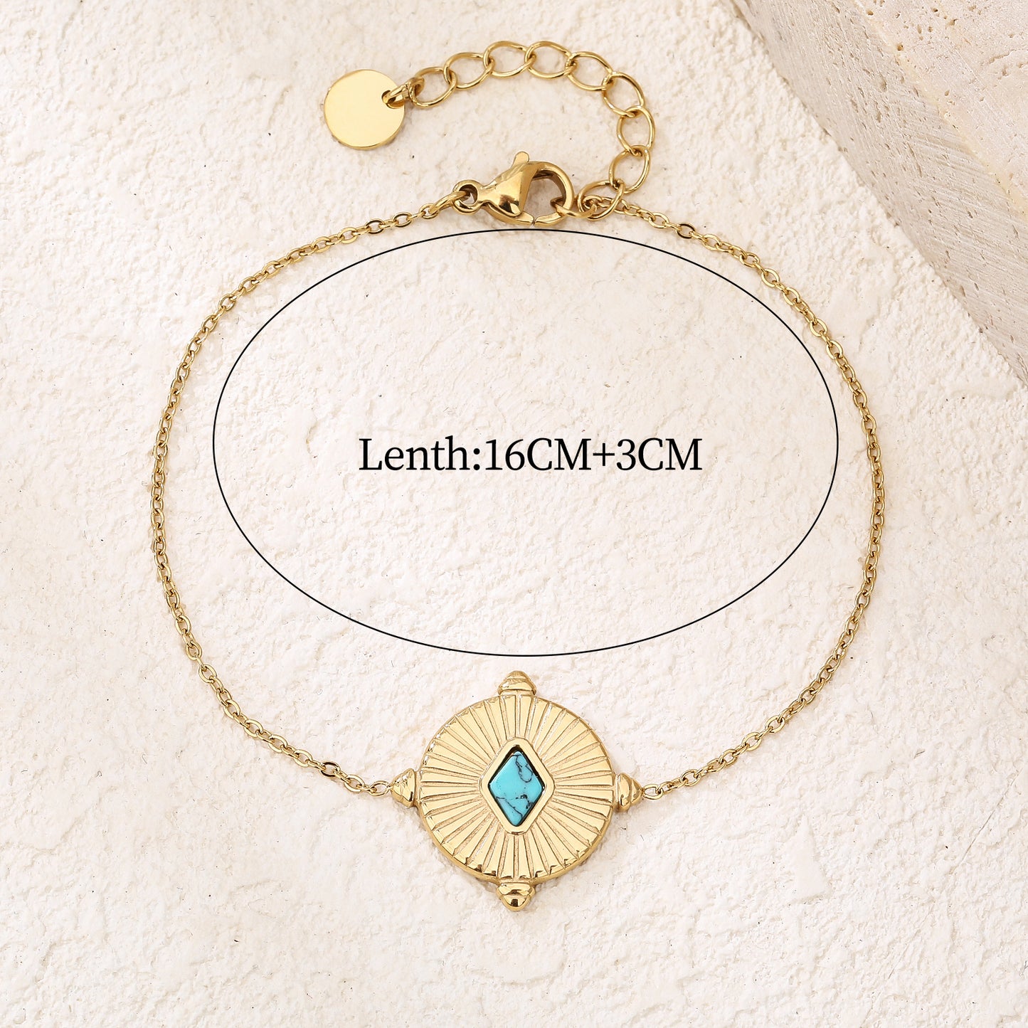 Rhombus-Cut Turquoise Link Bracelet