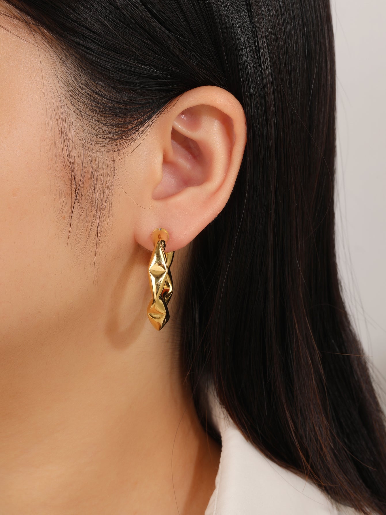 C-Shaped Hoop Earrings