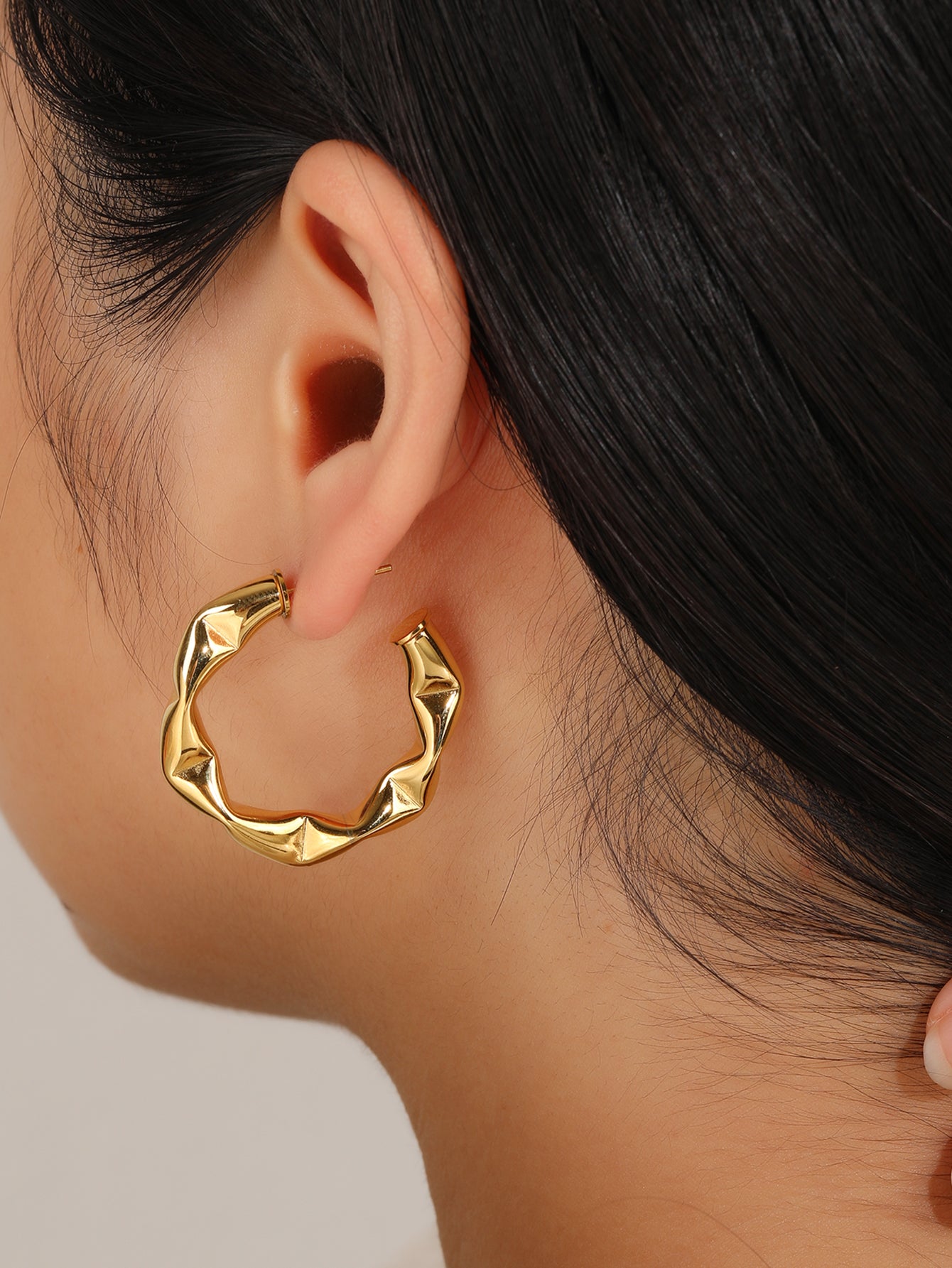 C-Shaped Hoop Earrings