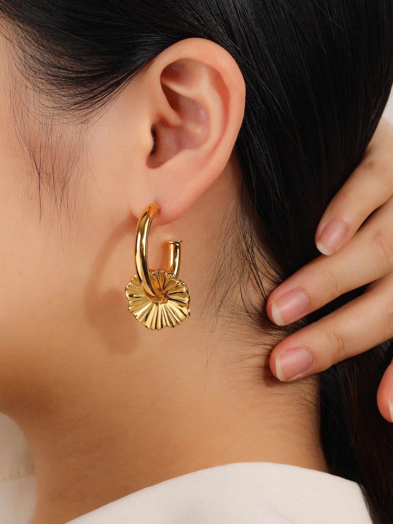 Flower Chunky Hoop Earrings