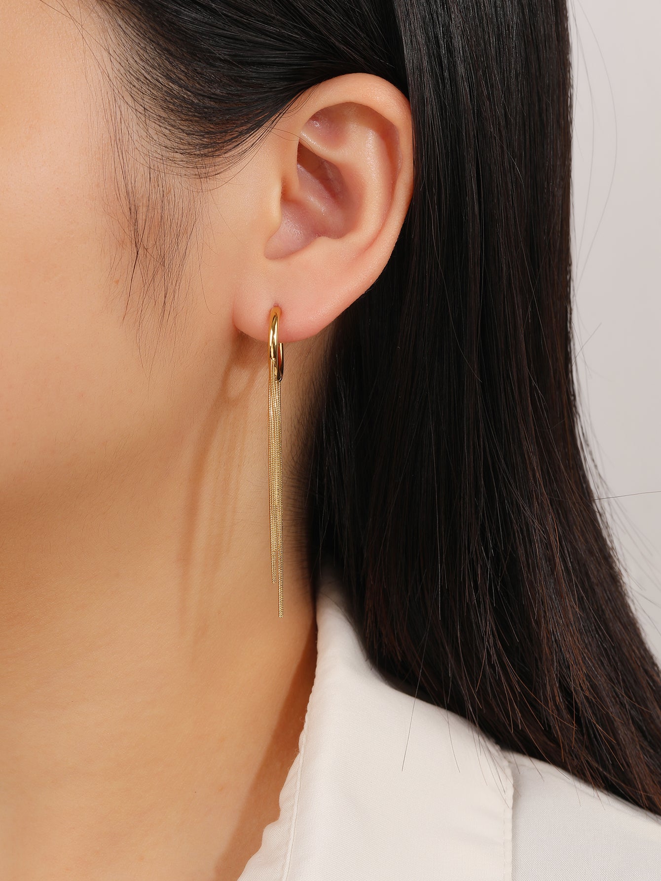 Long Tassel Gold Dangle Earrings