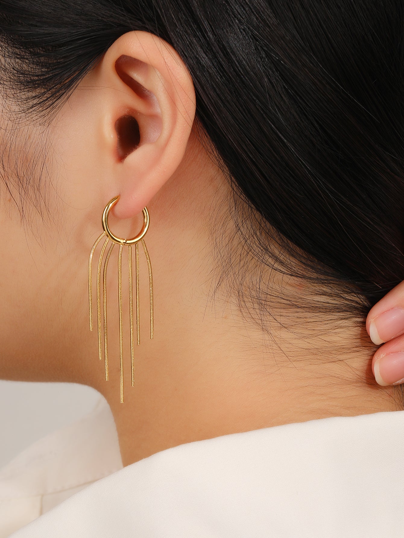 Long Tassel Gold Dangle Earrings
