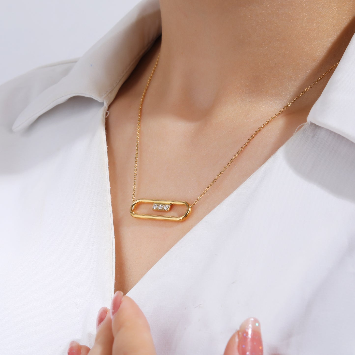 Gold  Pendant Necklace with CZ