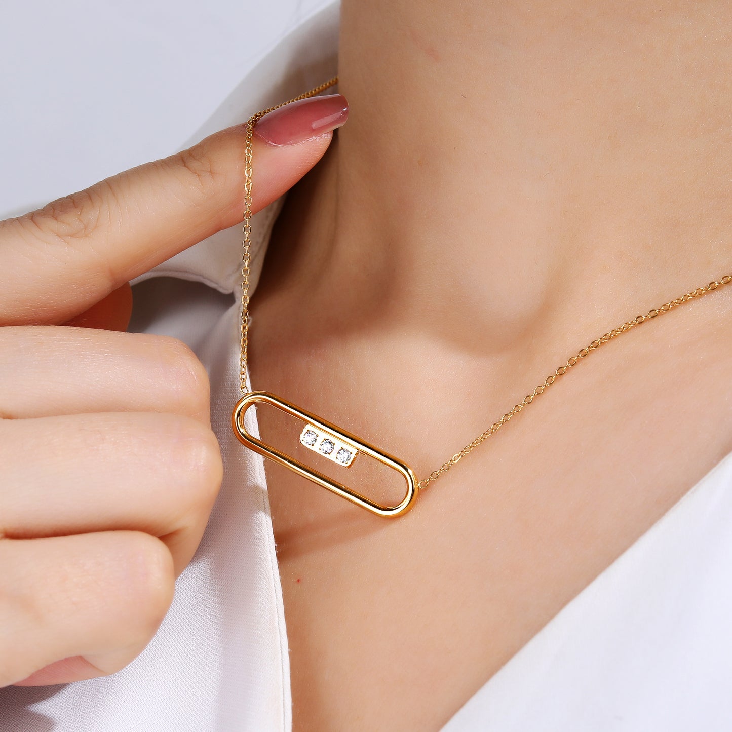 Gold  Pendant Necklace with CZ