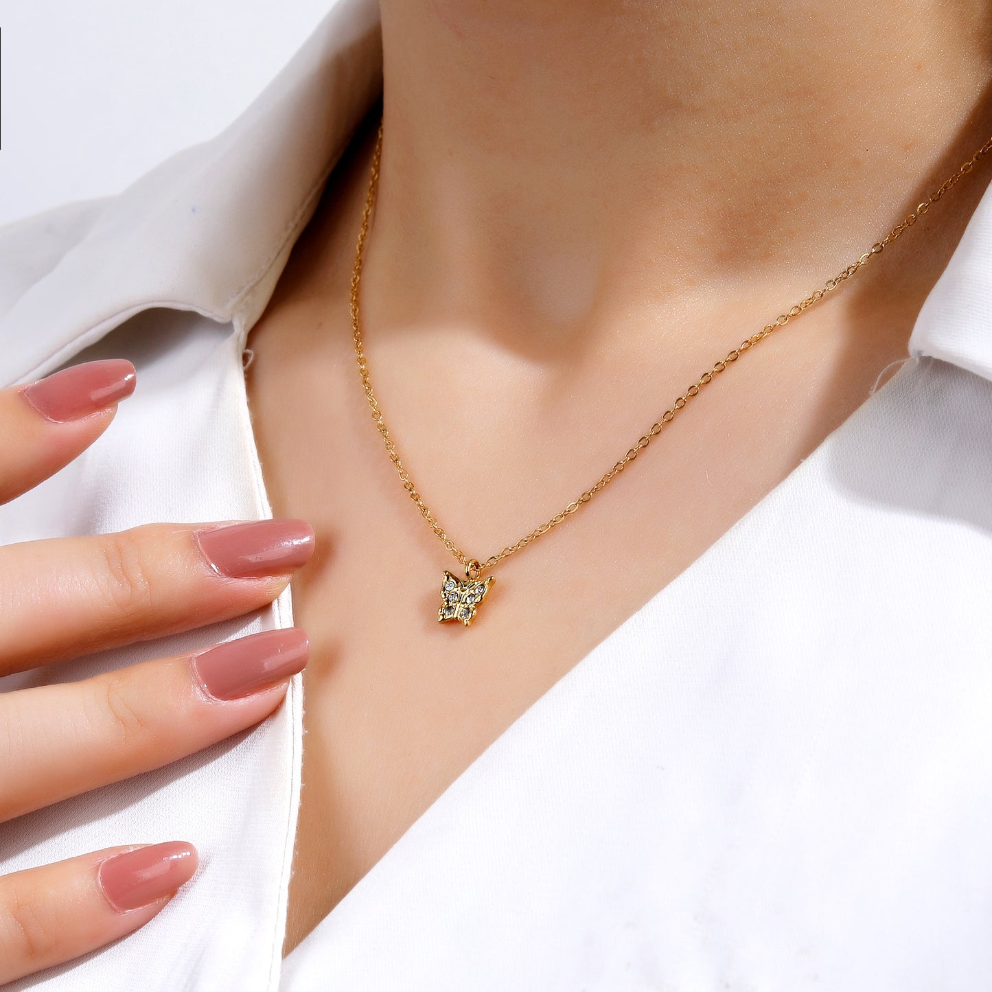 Butterfly Pendant Necklace with Cubic Zirconia