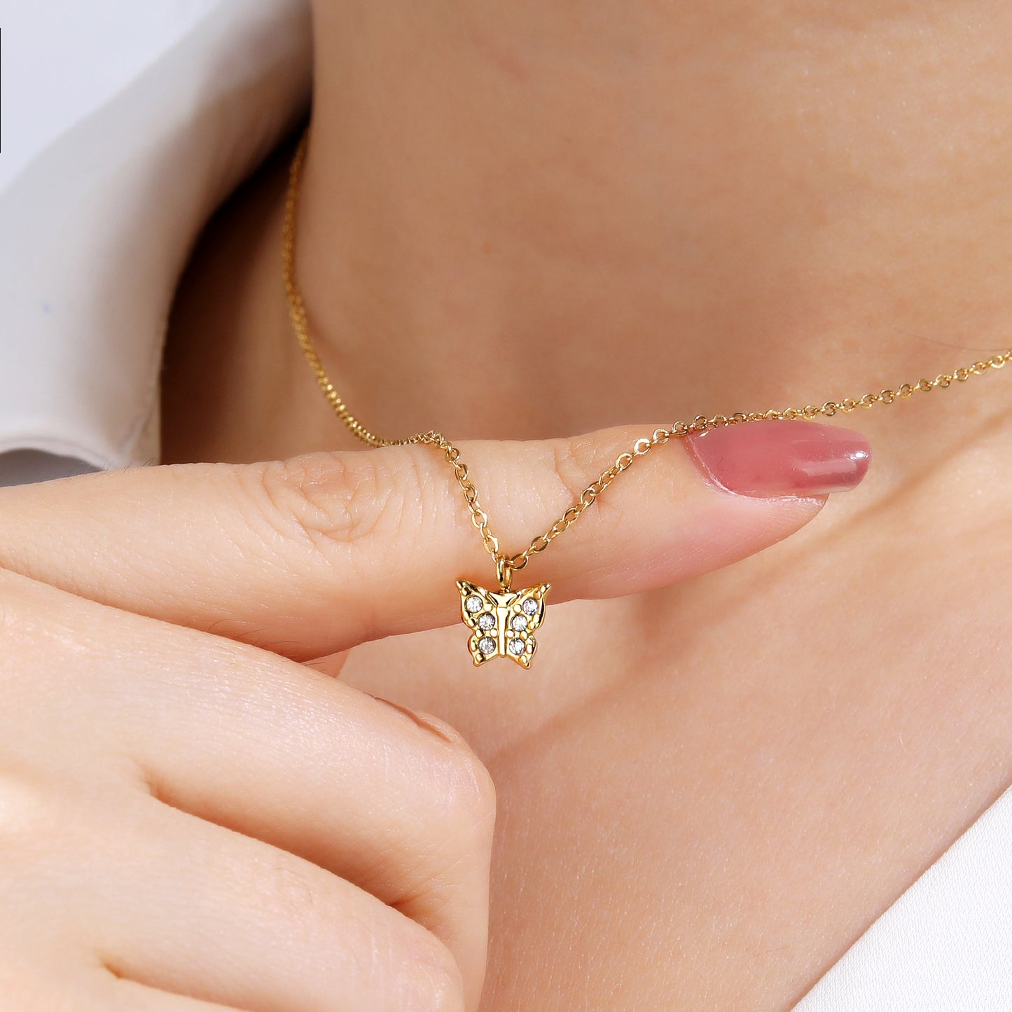 Butterfly Pendant Necklace with Cubic Zirconia