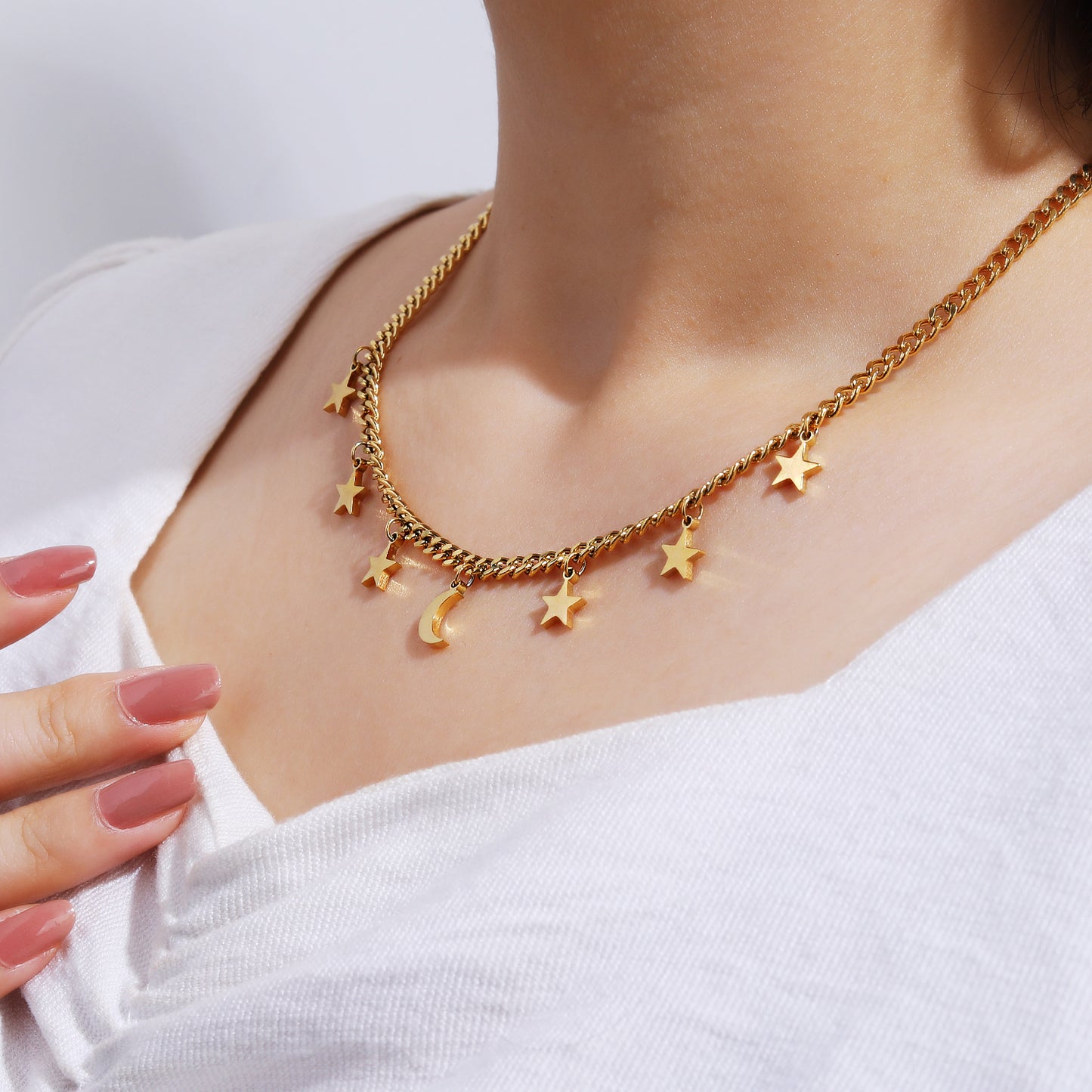 Lucky Star Figaro Chain Necklace