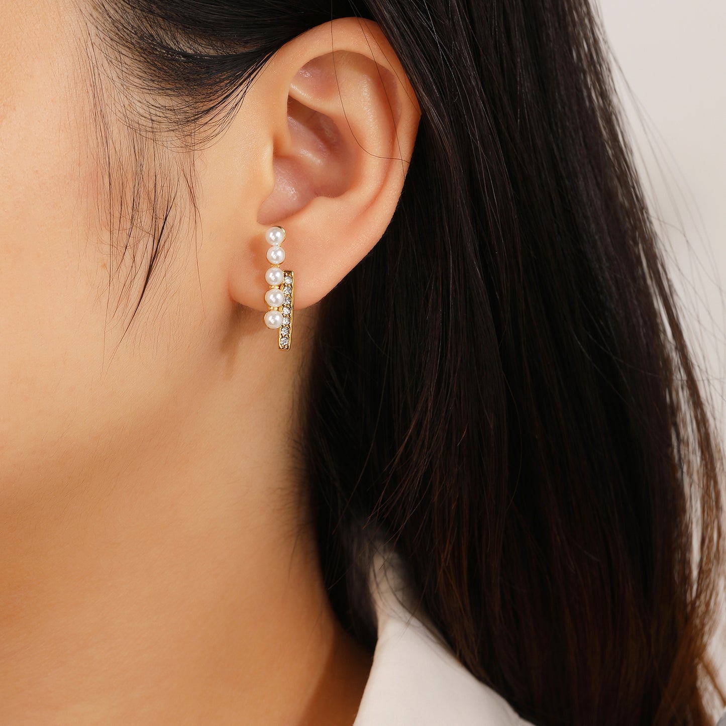 Small Cubic Zirconia Pearl Stud Earrings
