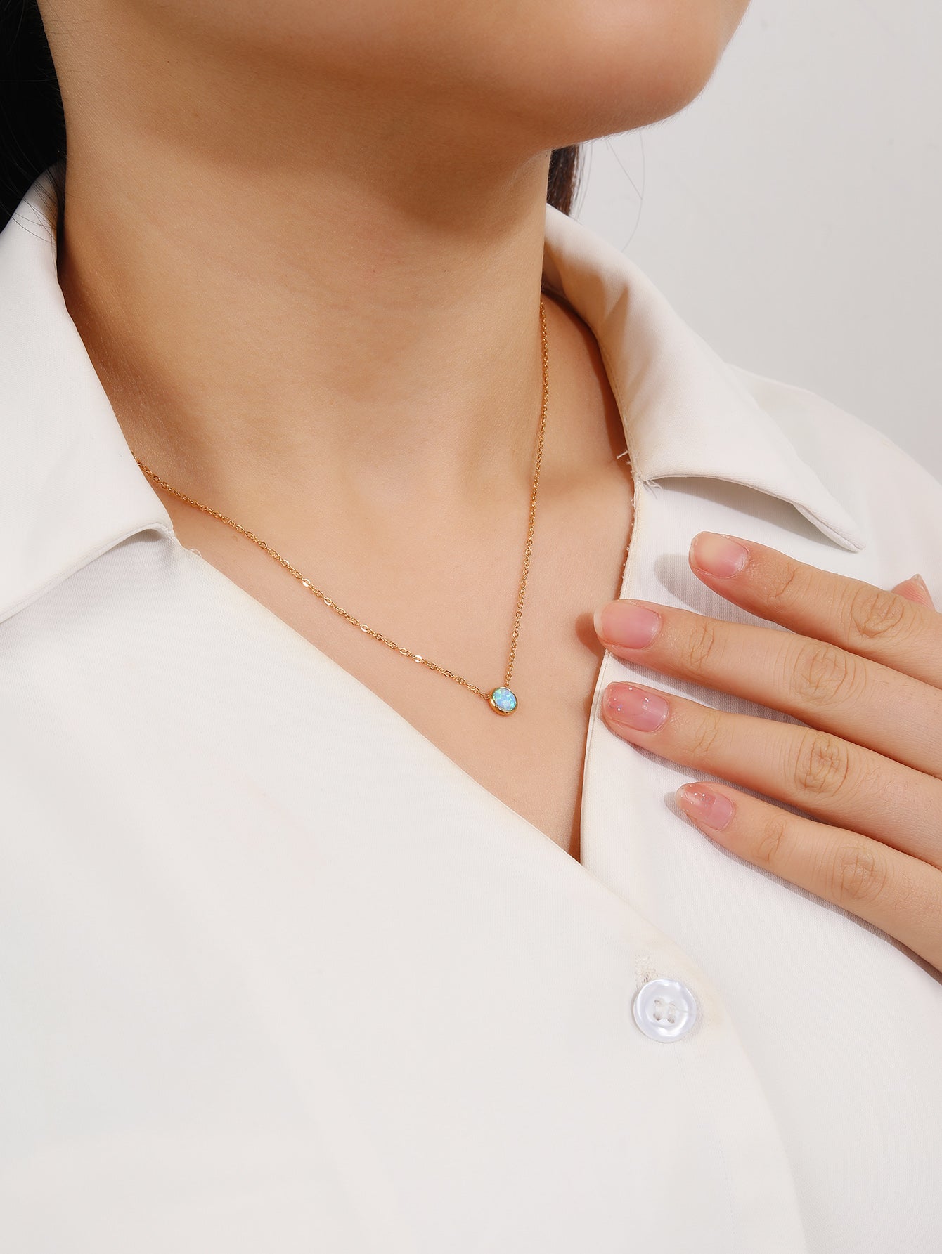 Blue Opal Pendant Necklace