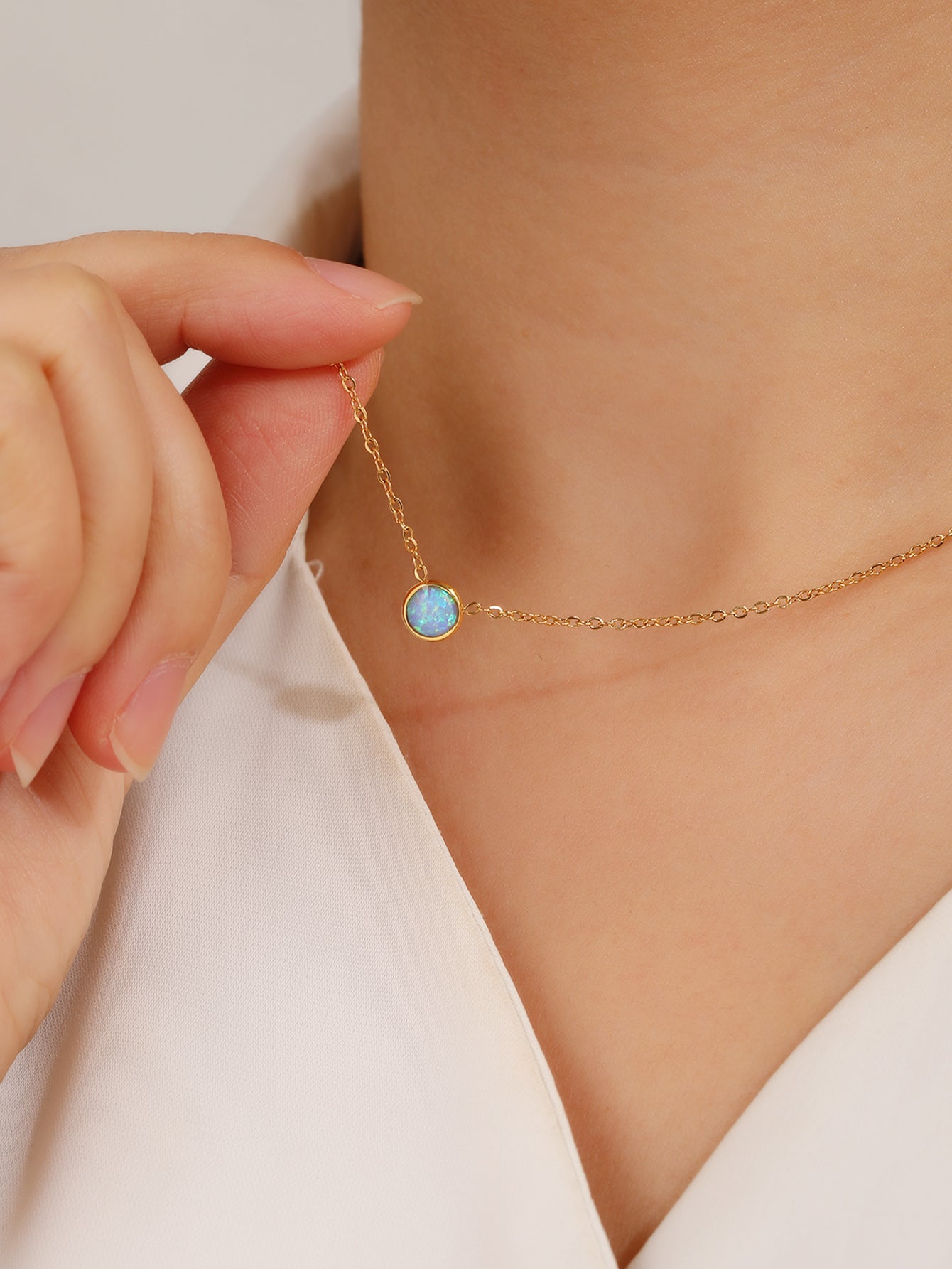 Blue Opal Pendant Necklace