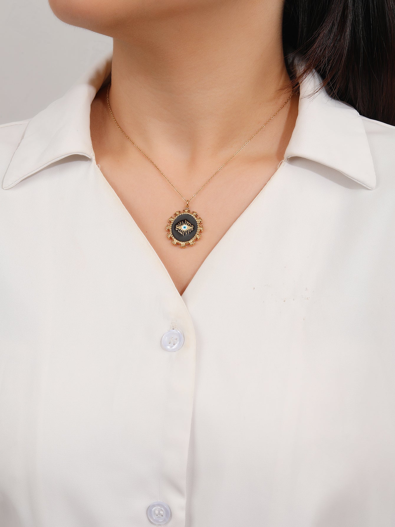 Black Evil Eye Pendant Chain Necklace