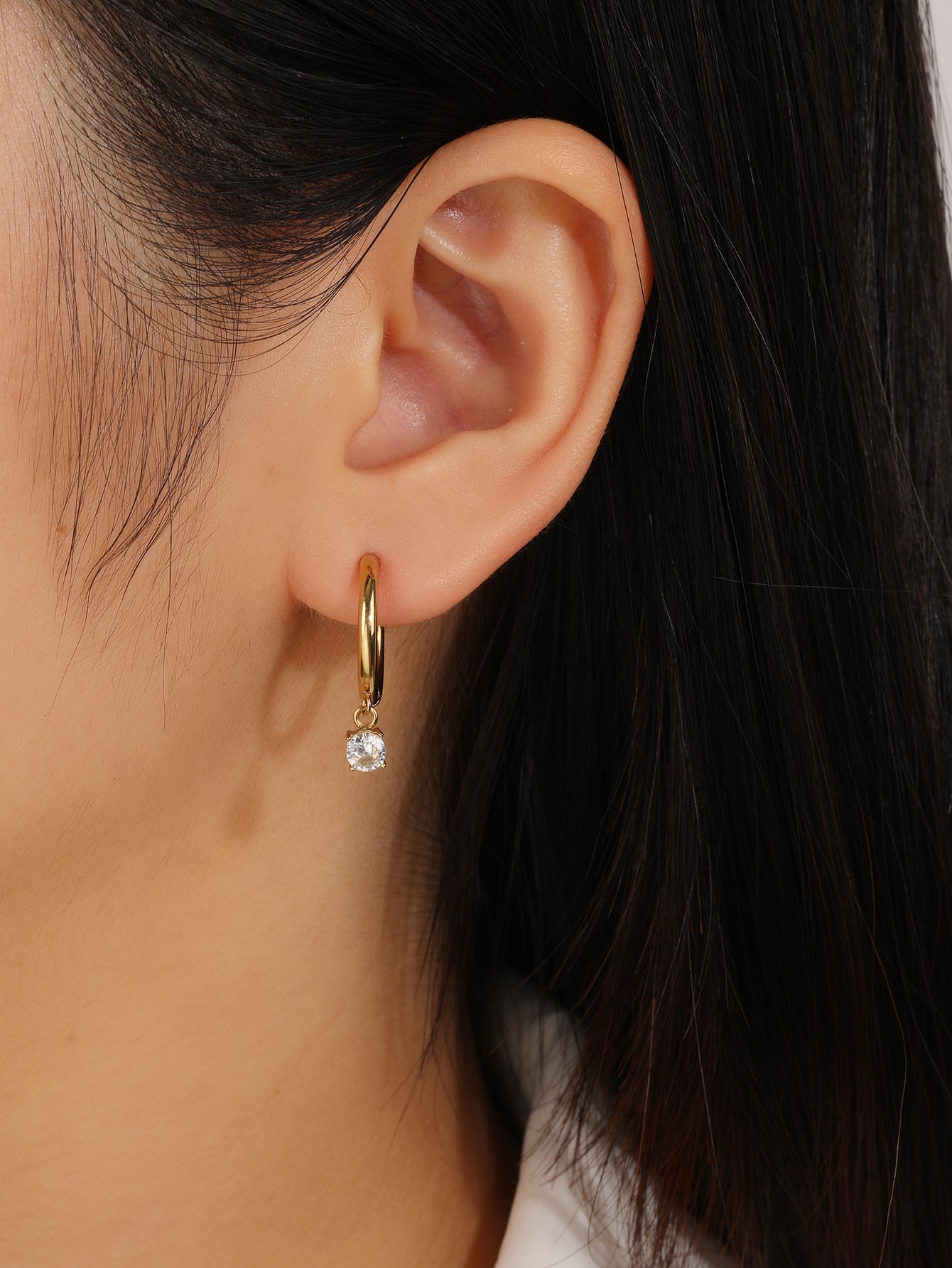 Tiny Huggie Hoop Earrings  with CZ