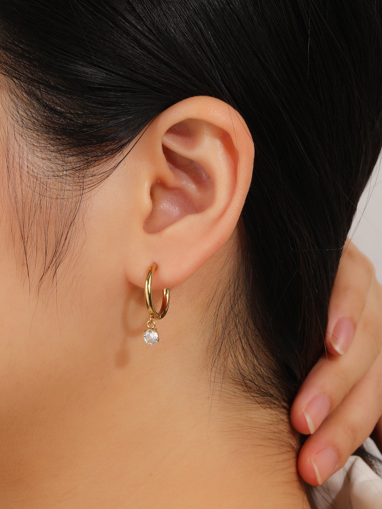 Tiny Huggie Hoop Earrings  with CZ