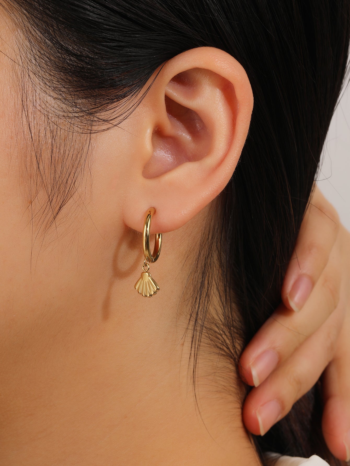 Beach Shell Hoop Earrings
