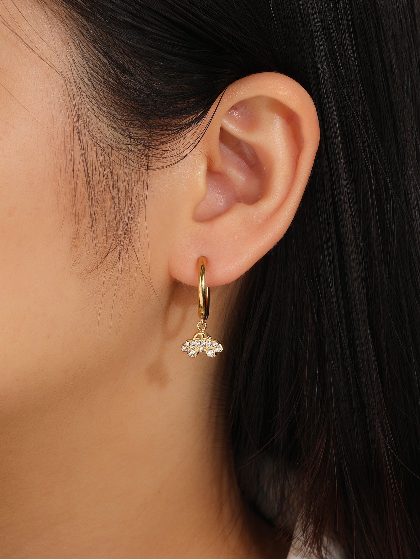 Dangle Hoop Earrings with Cubic Zirconia