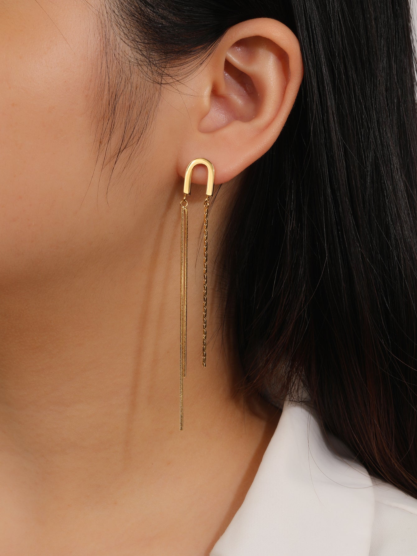 Gold Link Tassel Earrings