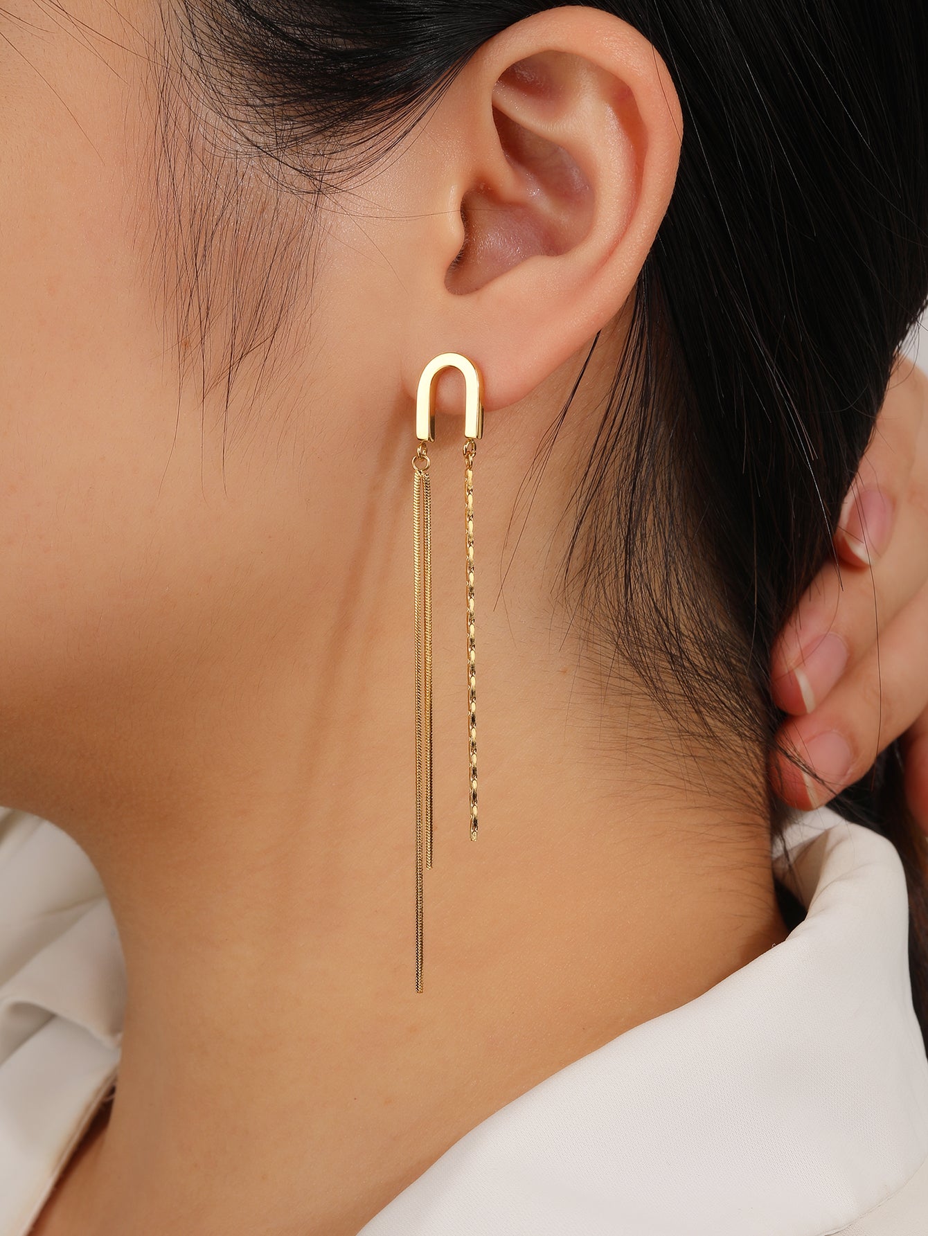 Gold Link Tassel Earrings