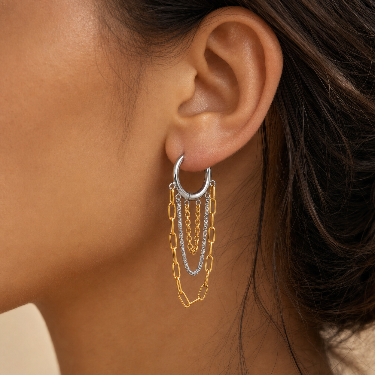 Layered Chain Hoop Earrings