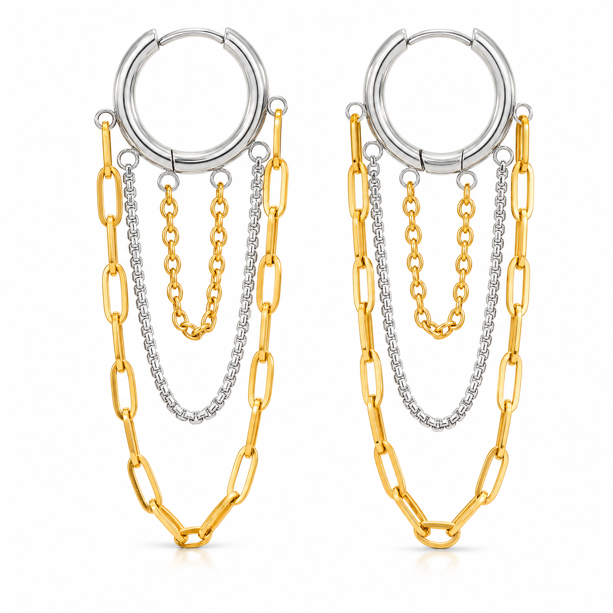 Layered Chain Hoop Earrings