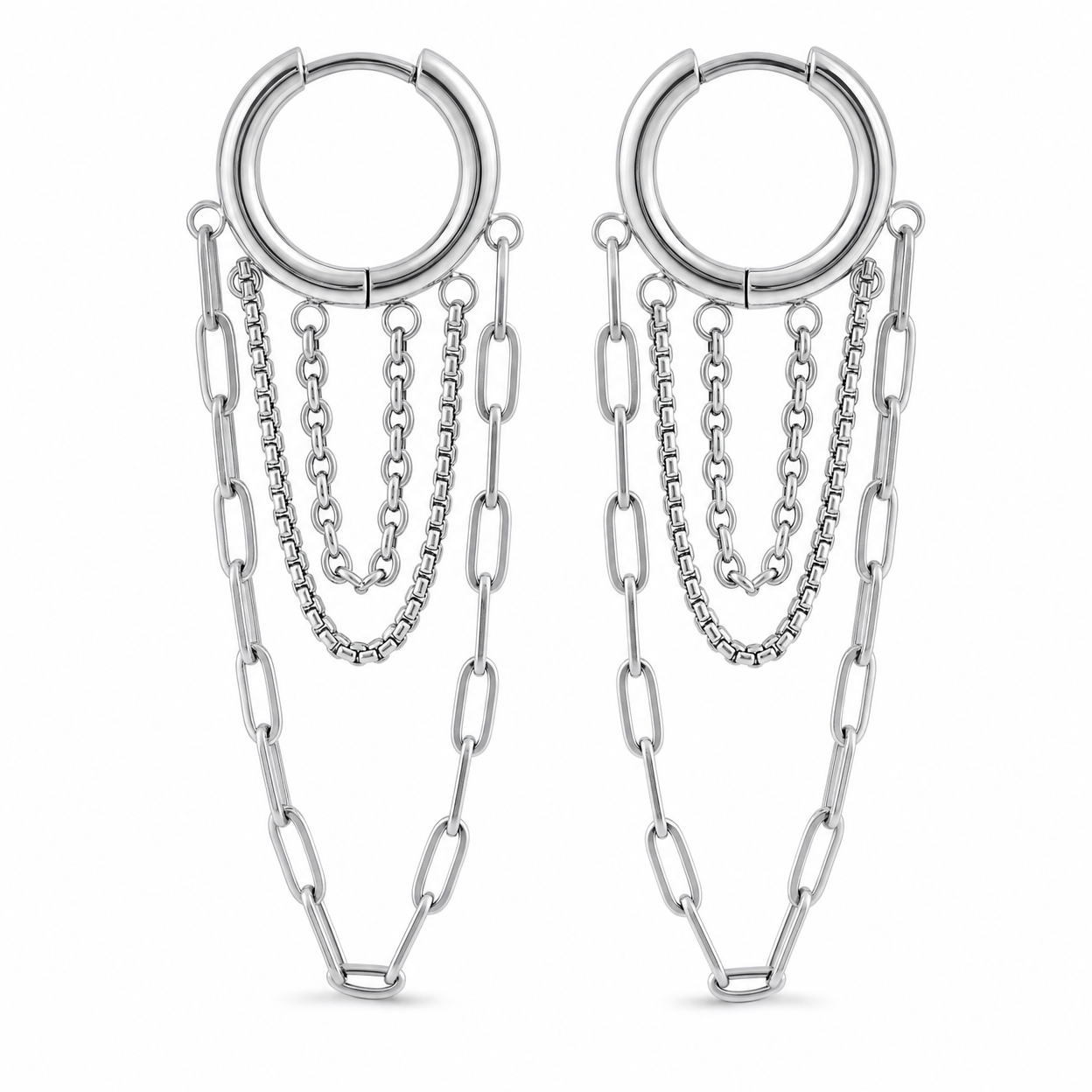 Layered Chain Hoop Earrings