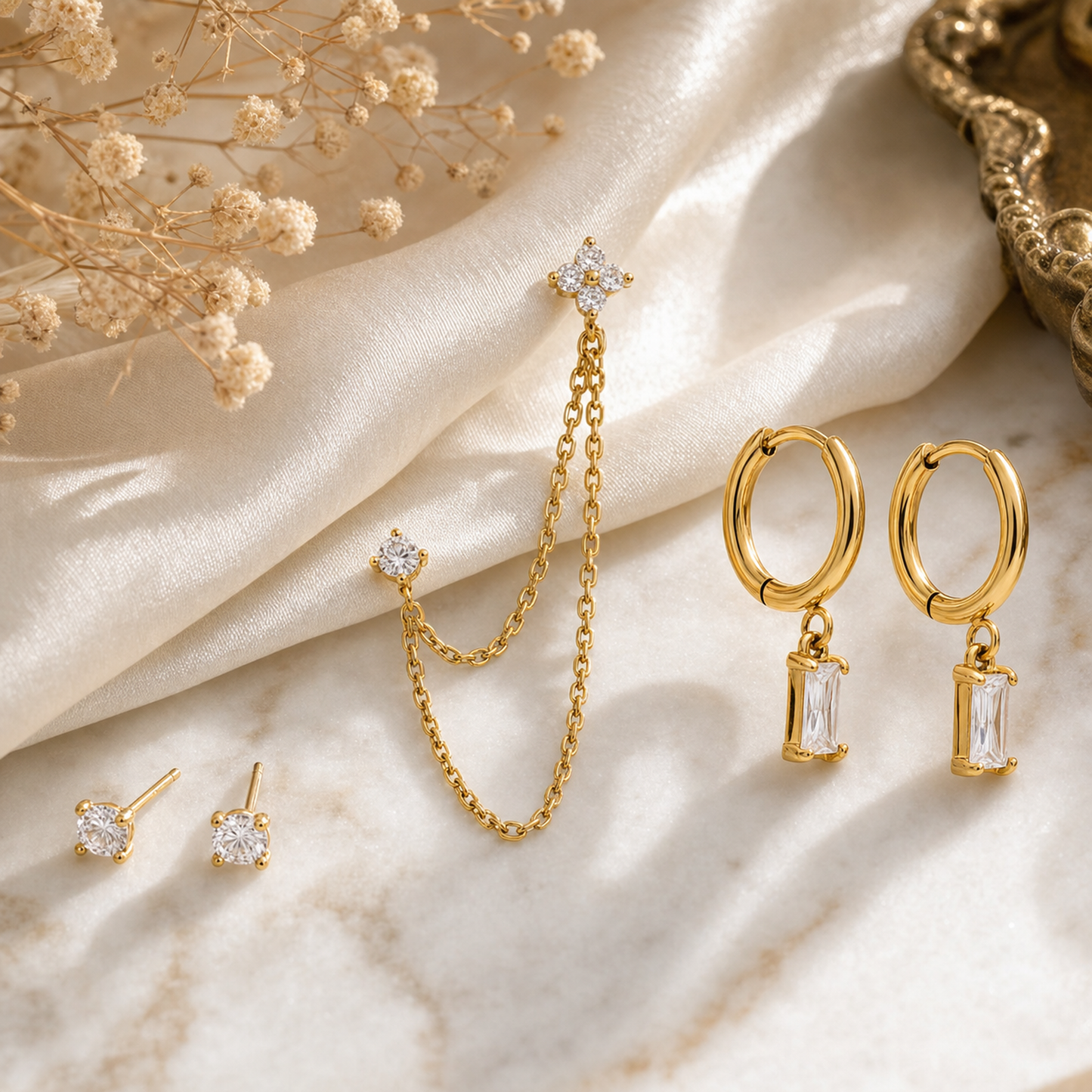 CZ Layered Chain Ear Stack Set