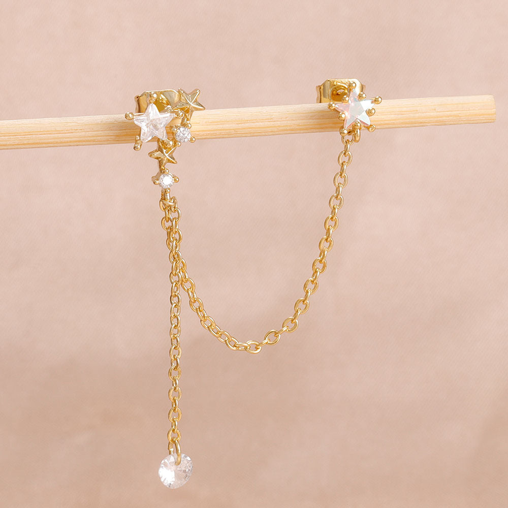 Cubic Zirconia Celestial Chain Earrings