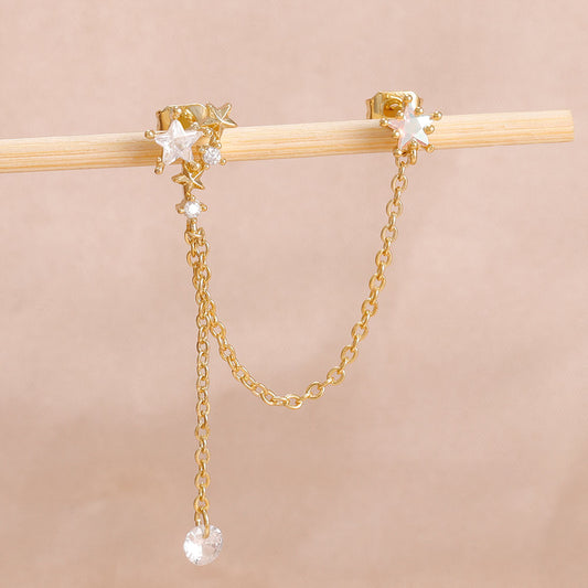Cubic Zirconia Celestial Chain Earrings