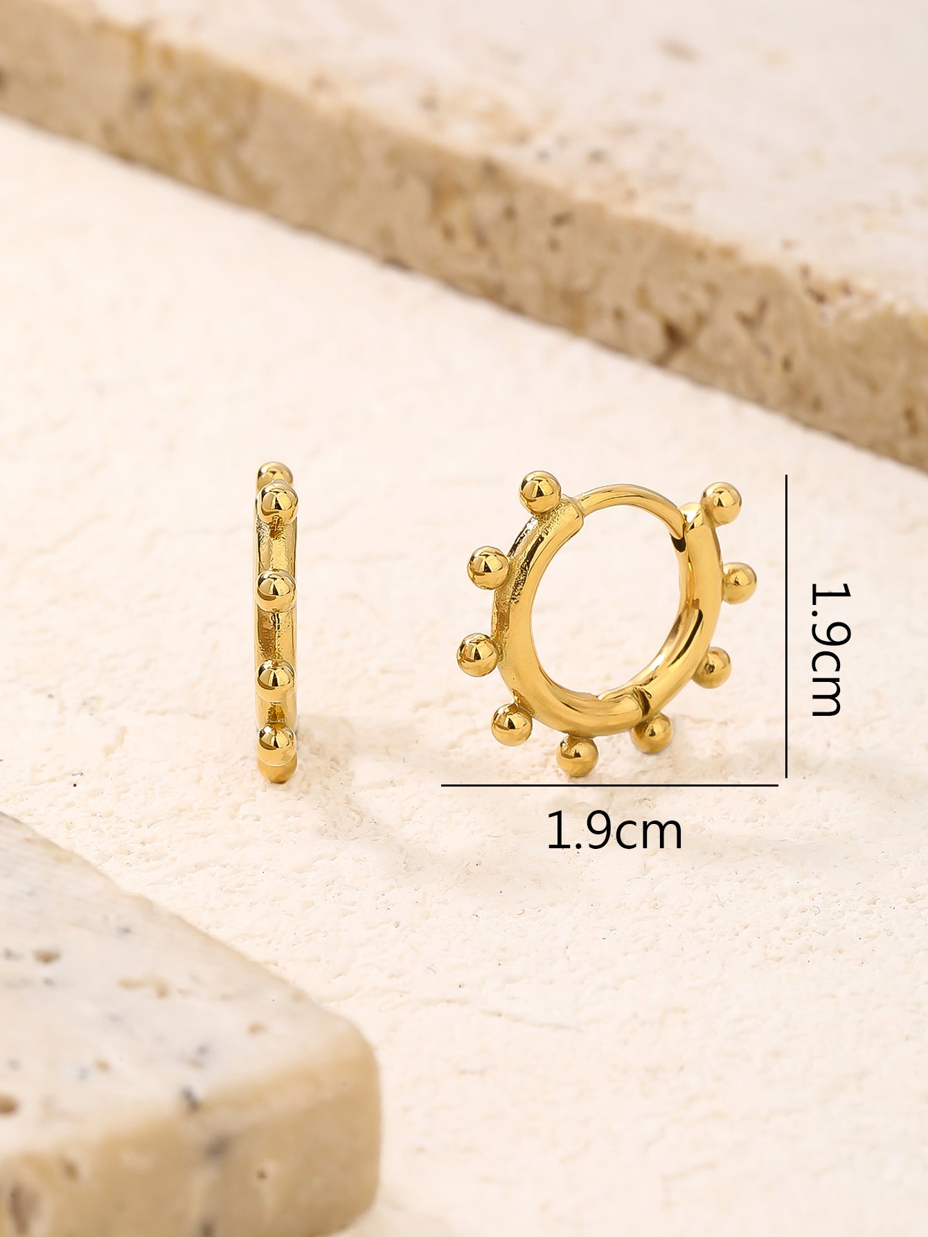Minimalist Gold Beaded Huggie Hoop Stacking Earrings