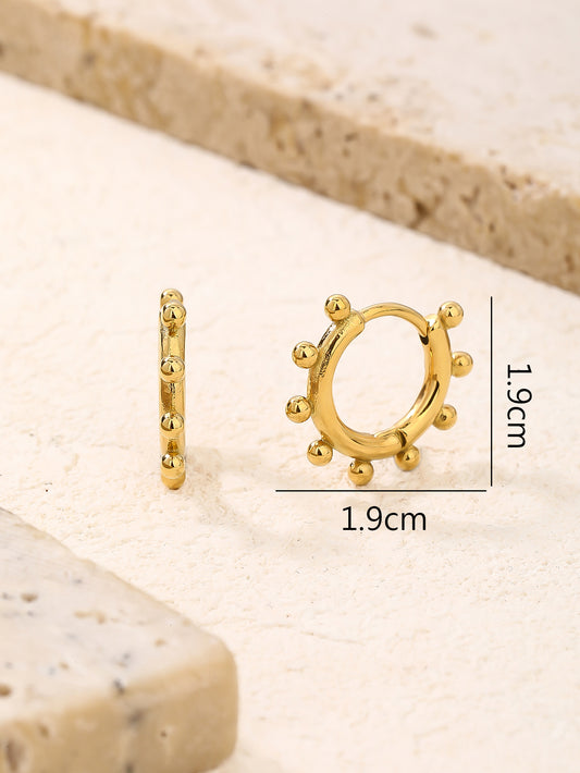 Minimalist Gold Beaded Huggie Hoop Stacking Earrings