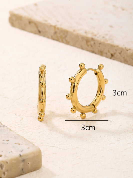 Chunky Gold Beaded Statement Hoop Earrings